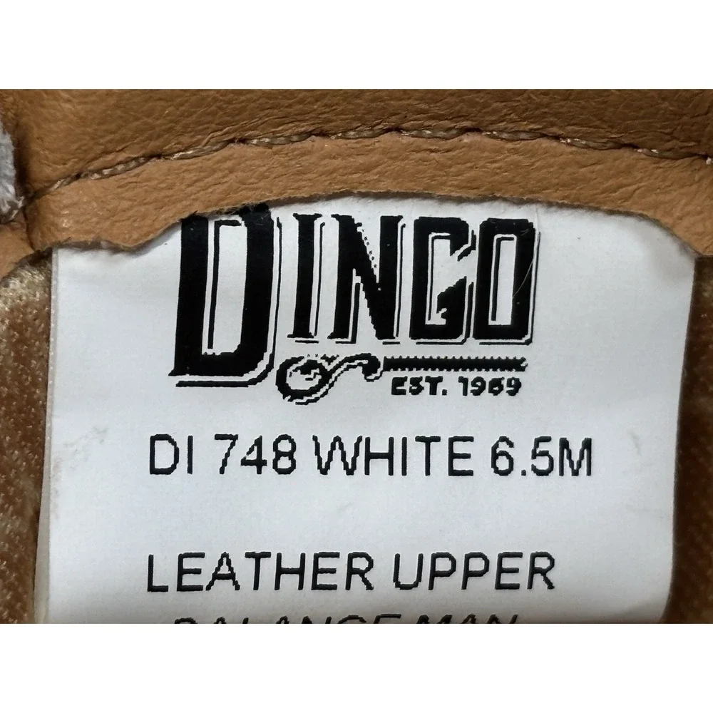 Dingo White Primrose Floral Embroidered Leather Western Cowgirl Boots Womens 6.5 - Picture 8 of 8
